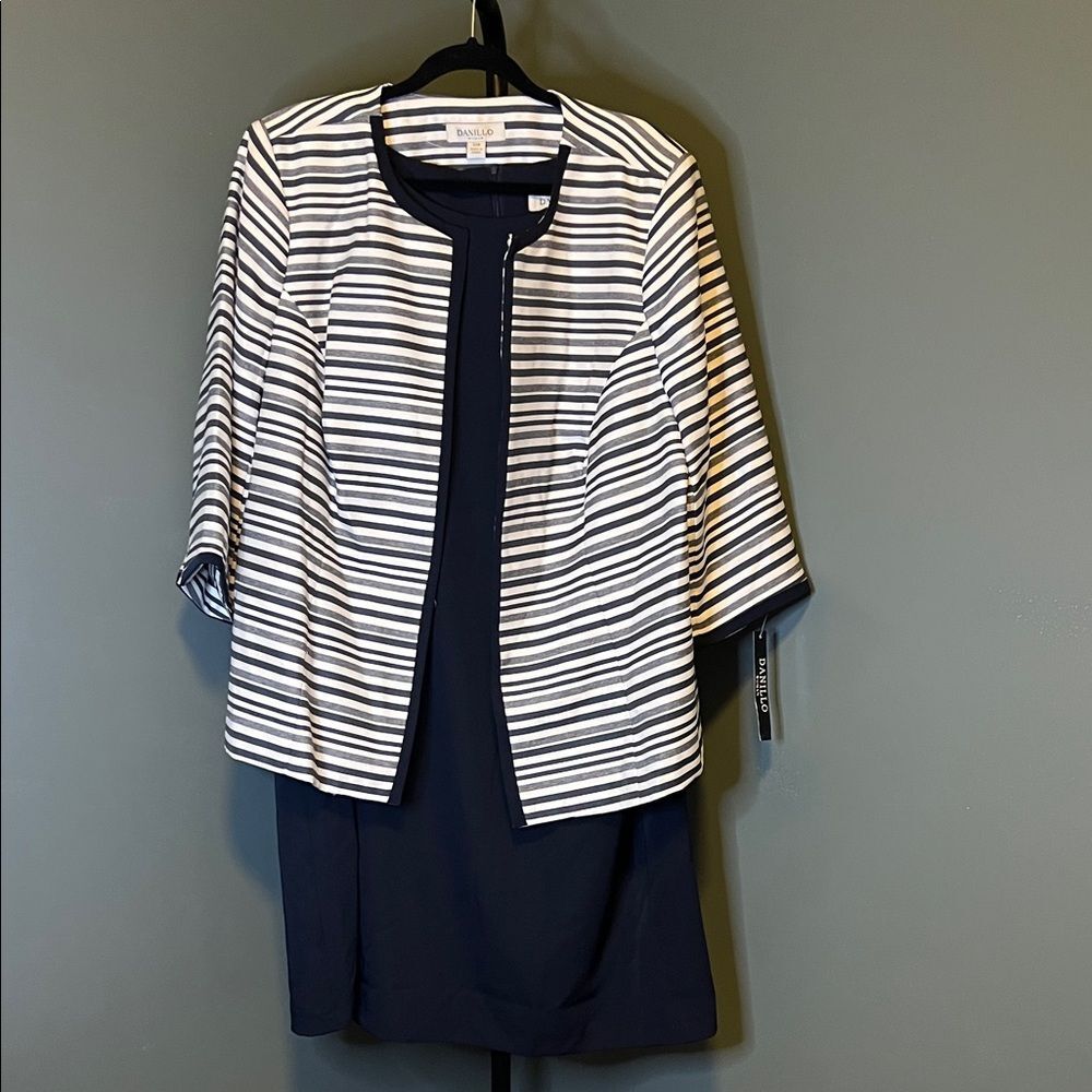 Danillo Navy and White Striped Blazer with Dress